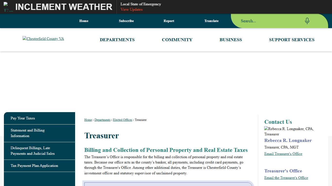 Treasurer Chesterfield County, VA