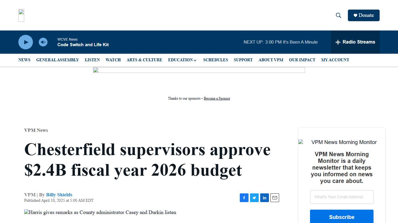 Chesterfield supervisors approve $2.4B fiscal year 2026 budget