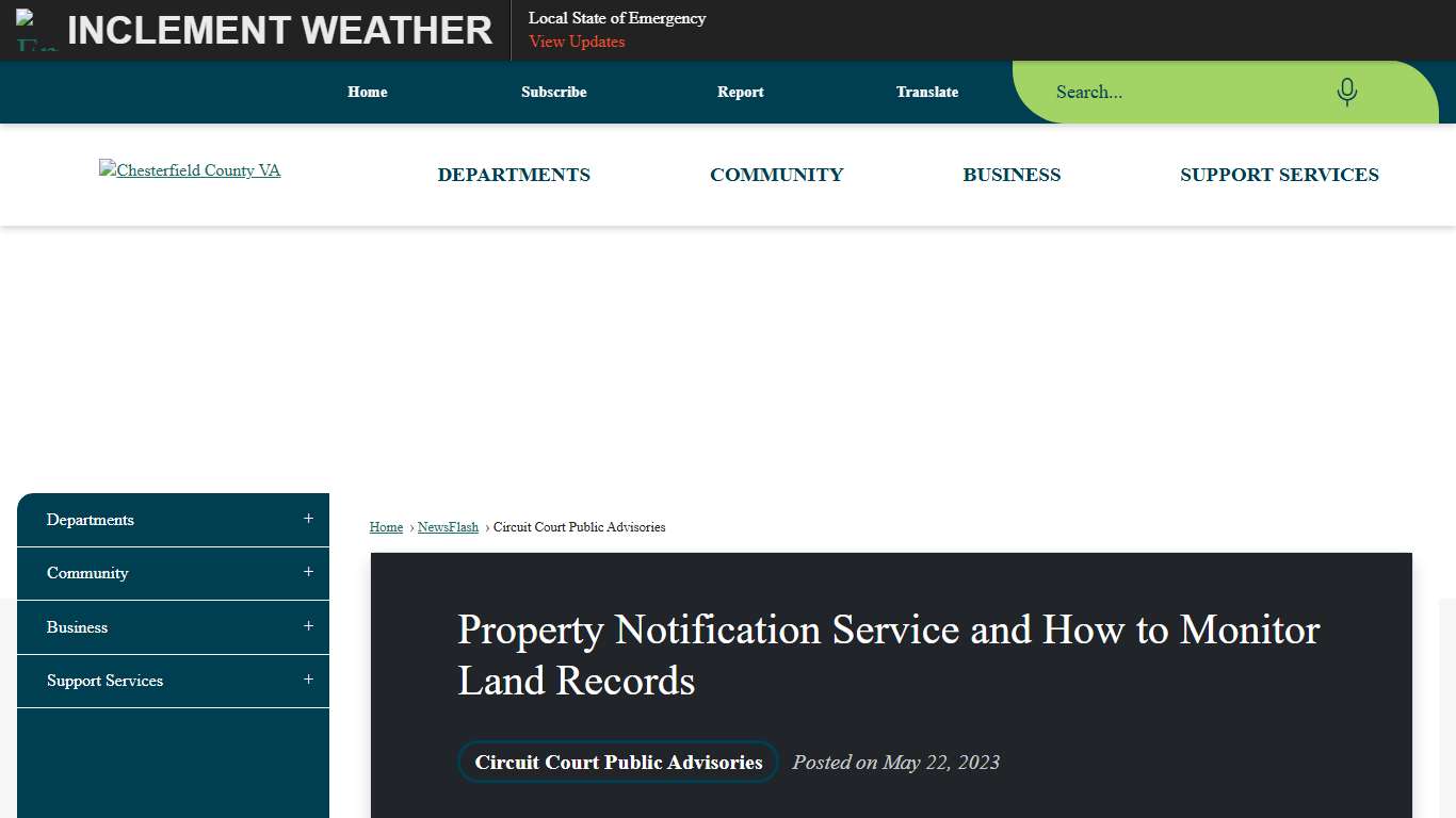 Property Notification Service and How to Monitor Land Records • Chesterfield County, VA