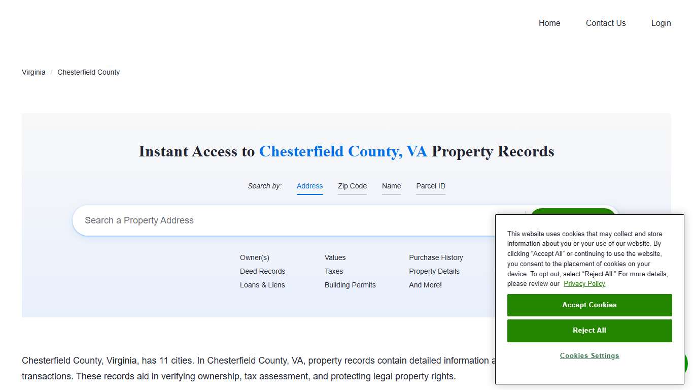 Chesterfield County, VA Property Records Owners, Deeds, Permits